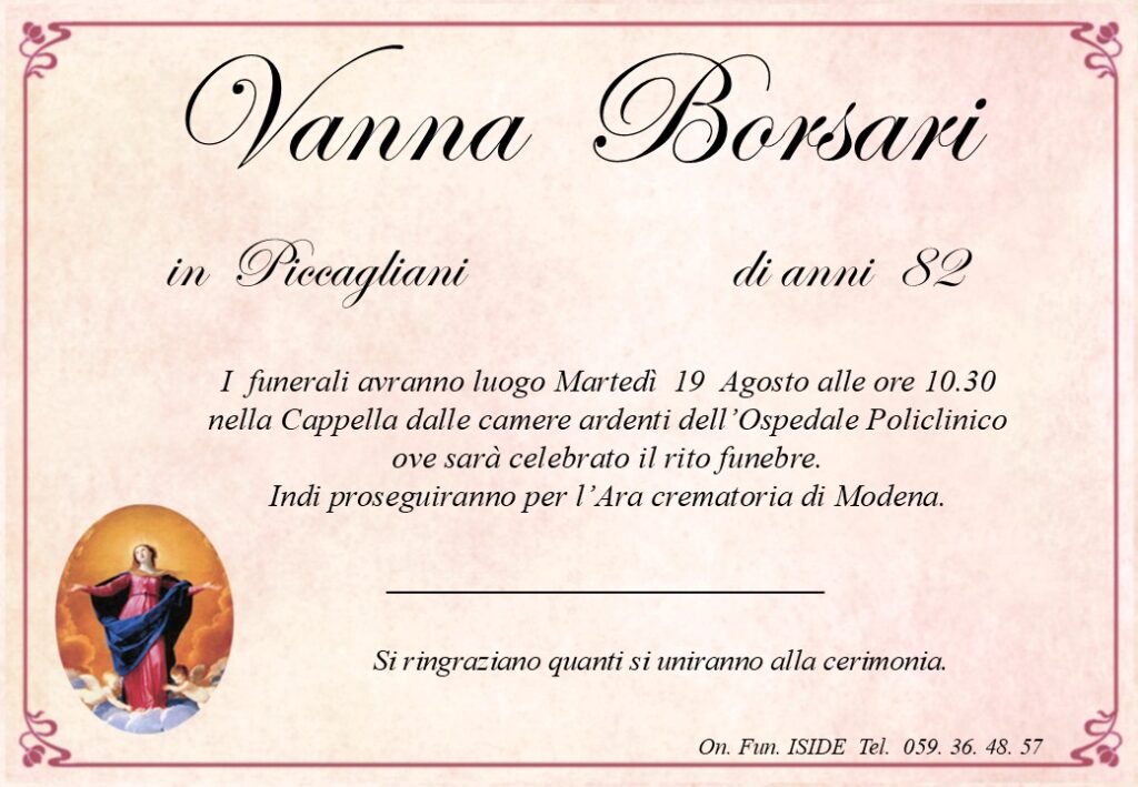 Vanna Borsari in Piccagliani